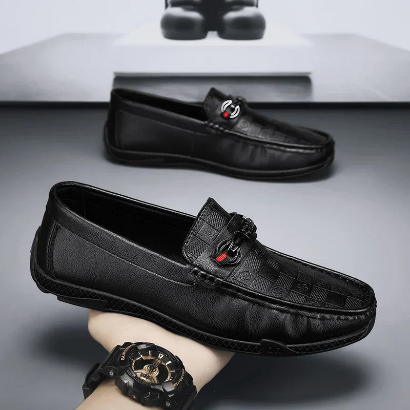 Fashion Leather Men Casual Shoes Slip on Formal Loafers Luxury Brand Comfortable Men Italian Soft Male Driving Shoes