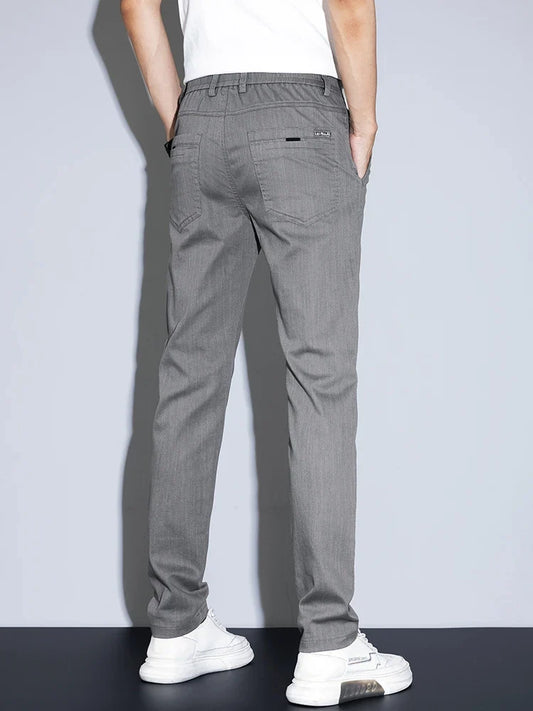 2025 New Men's Casual Pants Spring Summer Thin Business Straight Cotton Stretch Classic Work Trousers Korean Brand Clothing