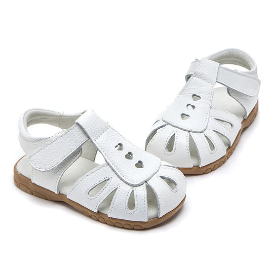 Full Genuine leather Soft sole Girls flat Sandals closed toe kids girls summer shoes