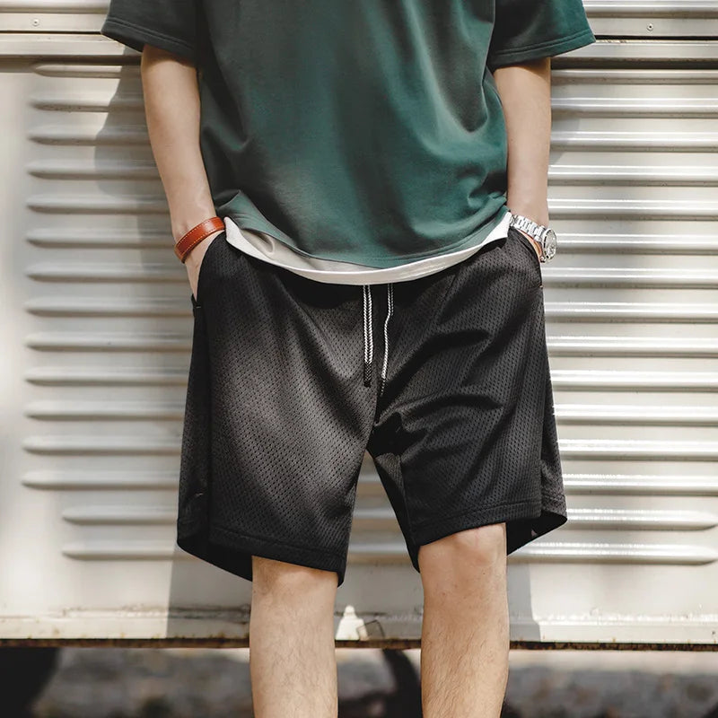 Outdoor Mesh Basketball Shorts Men's Summer Quick-Dry Breathable Pants with Elastic Waist Lightweight Running Sport Shorts