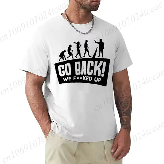 Evolution Themed Humor Print Men's T-Shirt Clothing Oversized Humorous Graphic Tee Shirts for Women Tops Tees Hip Hop Streetwear