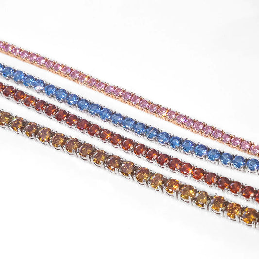 Hip Hop Jewelry Ice 5mm Wide Colorful Sparkling Tennis Necklace CZ Zircon Fashionable Tennis Necklace Suitable For Men And Women