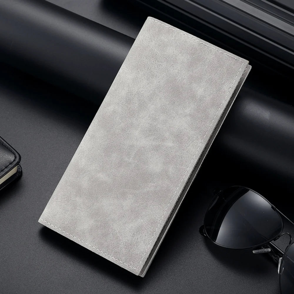 Vintage Long Section Soft PU Wallet For Men Bags Slim Purse Male Simple Purses Casual Business Money Coin Credit Cards Holders