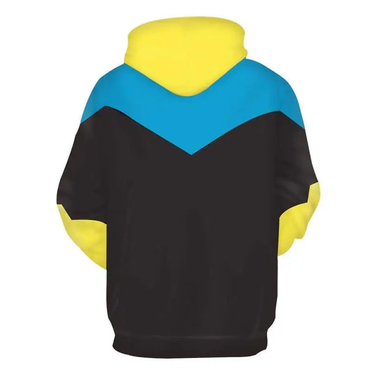 Anime Color Block Hoodies for Men Long Sleeve Pullover Sweatshirt with Pockets 3D Printed Casual Streetwear Zipper Jacket