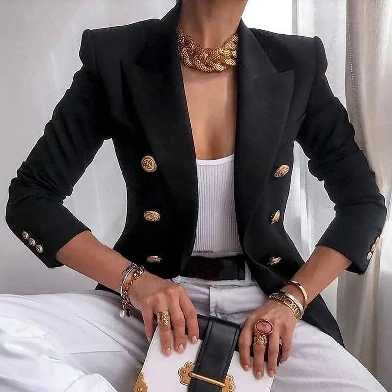 Women's Small Blazer Jacket 2026 Spring Autumn Casual Office Elegant Ladies Suit Coat High-end Double-breasted Lady Outerwear