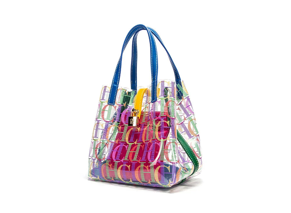 Women's High Capacity Tote Bag PVC Transparent Printed Letter Shopping Bag Crossbody Bag
