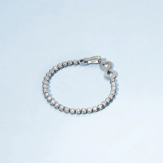 Bracelet fin de 3 mm en argent sterling S925 avec diamants à haute teneur en carbone pour femme, idéal pour fiançailles ou mariage