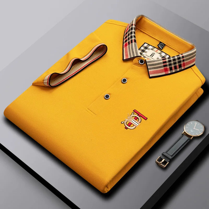 Fashion designer brand short sleeve men's polo shirt new lapel top high-end embroidery summer breathable casual Paul T-shirt