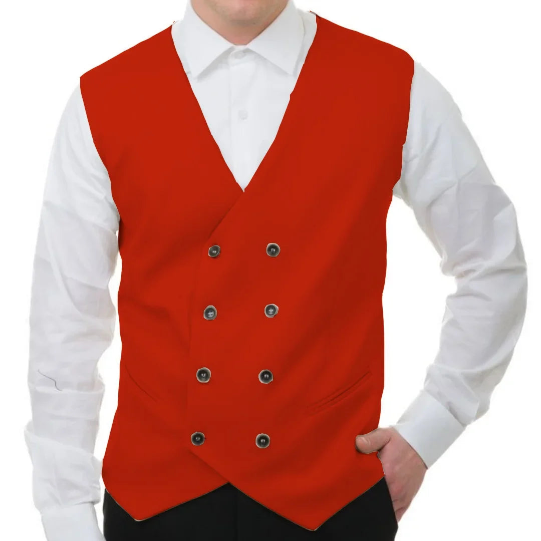 Men Vest White Solid Double Button V Neck Waistcoat For Wedding Banquet Business Party Casual Work Casual Daily Men Suit Vest
