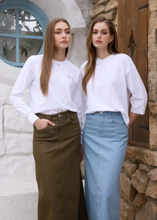 AS SS26 oversize loose T-shirt dress + V neck T-shirt + skirt set casual style woman clothes