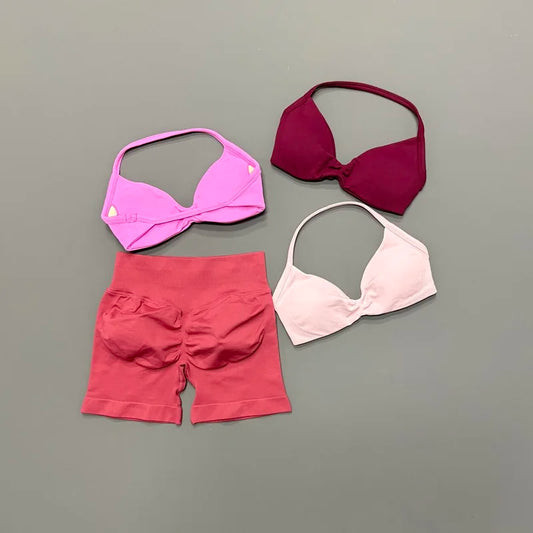 2PCS HISTELLO Sports Seamless Yoga Set Push Up Women Bra Scrunch Butt Lift Leggings Ultra Soft Comfort Yoga Workout Wear