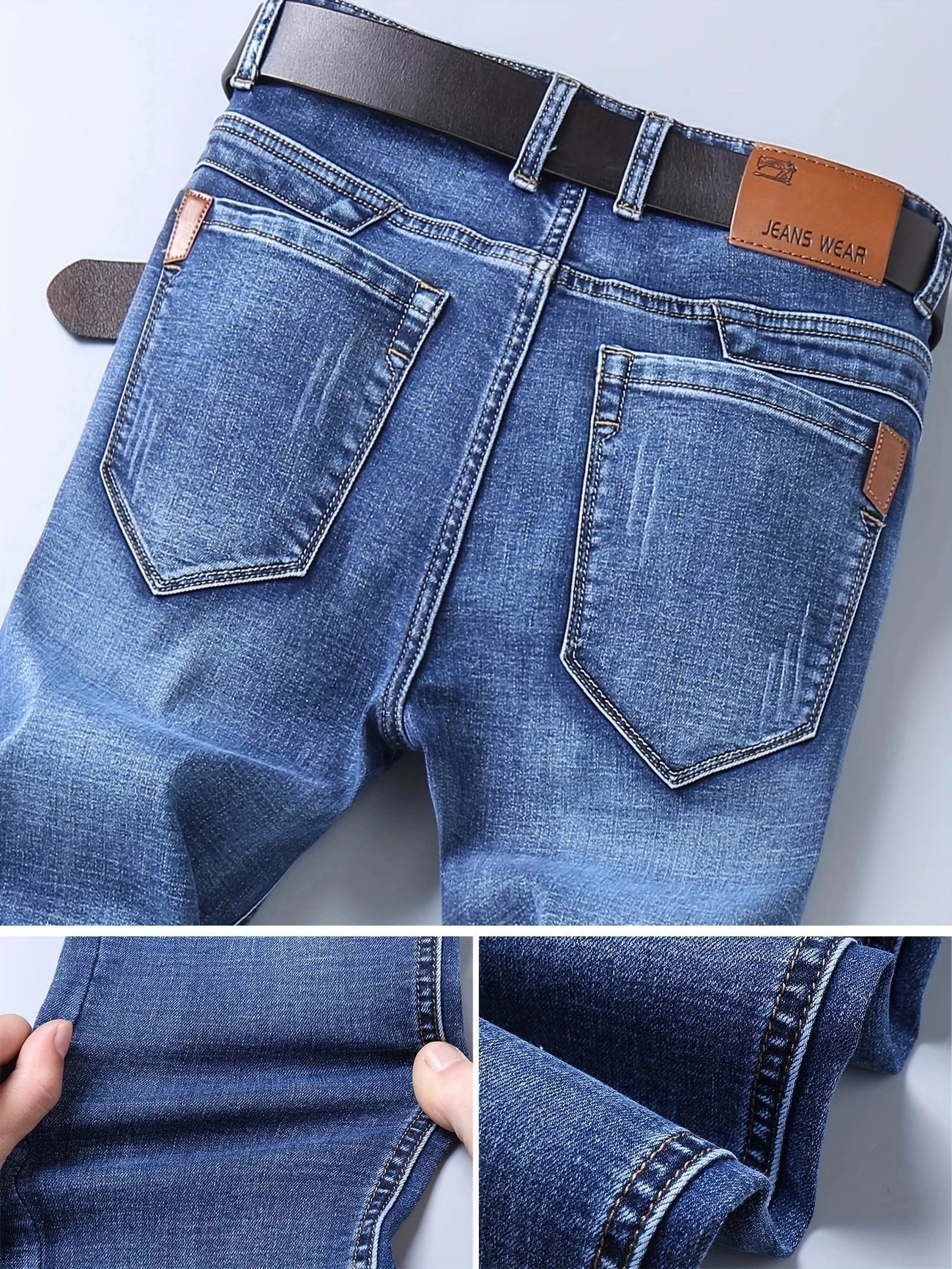New Business Men's Jeans Casual Straight Stretch Fashion Classic Blue Work Denim Trousers Male Brand Clothing 29-40size