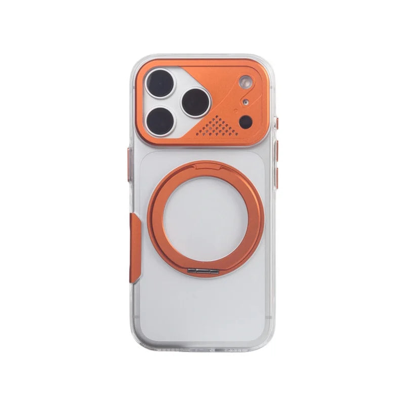 Mecha-style 360° Rotating Magnetic Bracket Case For iPhone 17Pro 17 17 Pro Max For Magsafe Clear Shockproof Stand Holder Cover