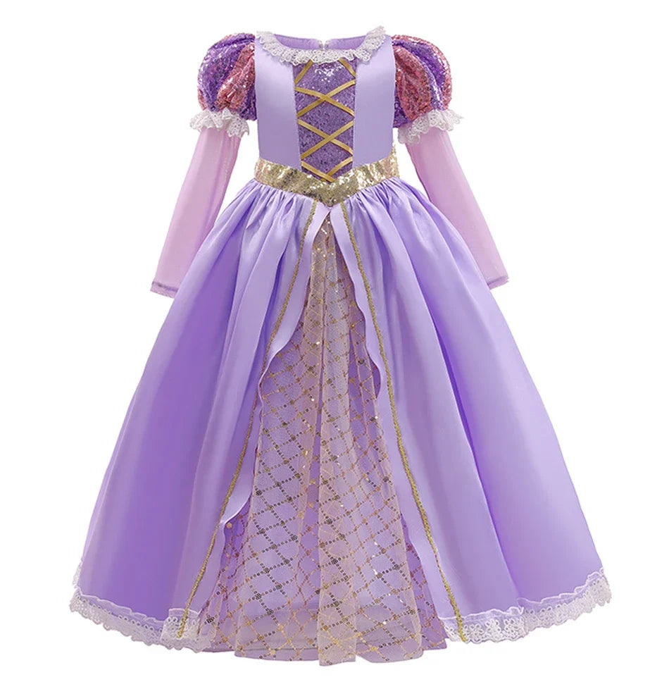 Rapunzel Purple Dress Princess Costume Sets Children Birthday Carnival Halloween Party Fancy Girls Ball Gown Cosplay Clothes