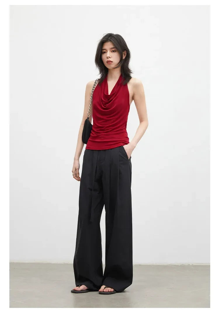 Fashion Women Tanks New Swinging Collar Hanging Neck Camis Slim Backless Sexy Suspender Female Vest Spring Summer 2026