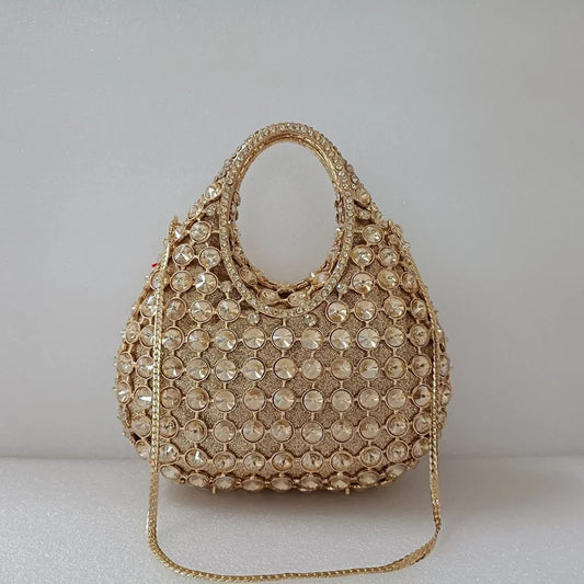 Women Large Capacity Handbag Luxury Green Rhinestone Evening Party Bags Wedding Bridal Crystal Clutches Top-handle Purse