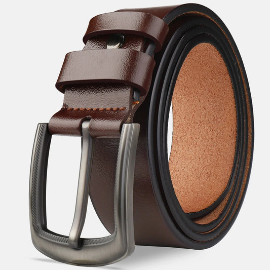 Cow Genuine Leather Luxury Strap Male Belts for Men New Large Plus Size100-130cm Vintage Pin Buckle Men Belt High Quality