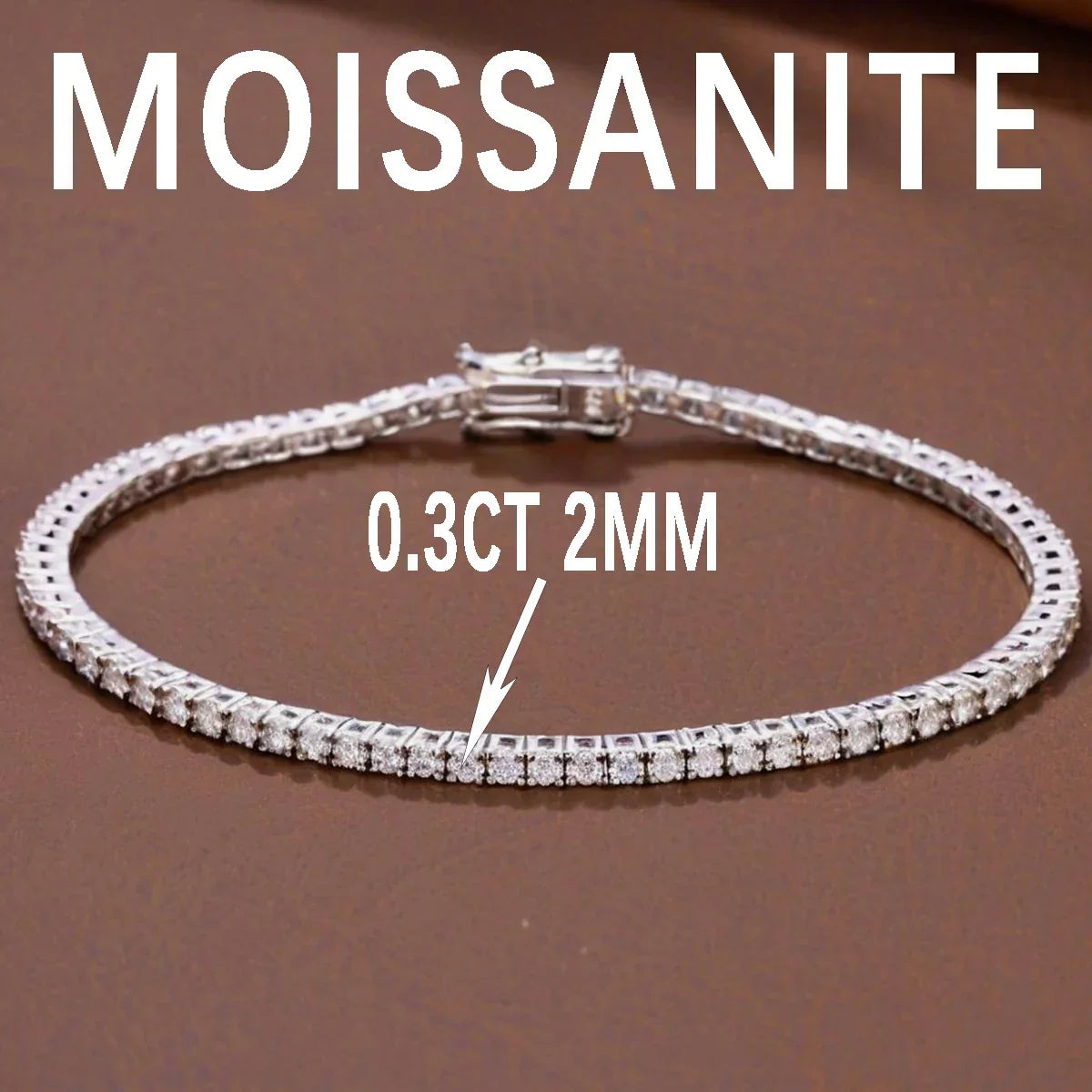 Genuine S925 Sterling Silver 0.03ct (2mm) Moissanite Tennis Bracelet for Women, Sparkling Luxury for Formal & Daily Occasions