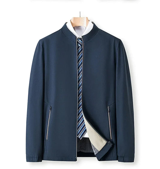 Brand Mens Daily Jacket Casual Solid Color Stand Collar Work Business Wear-resistant Autumn Jacket for Male Commuting