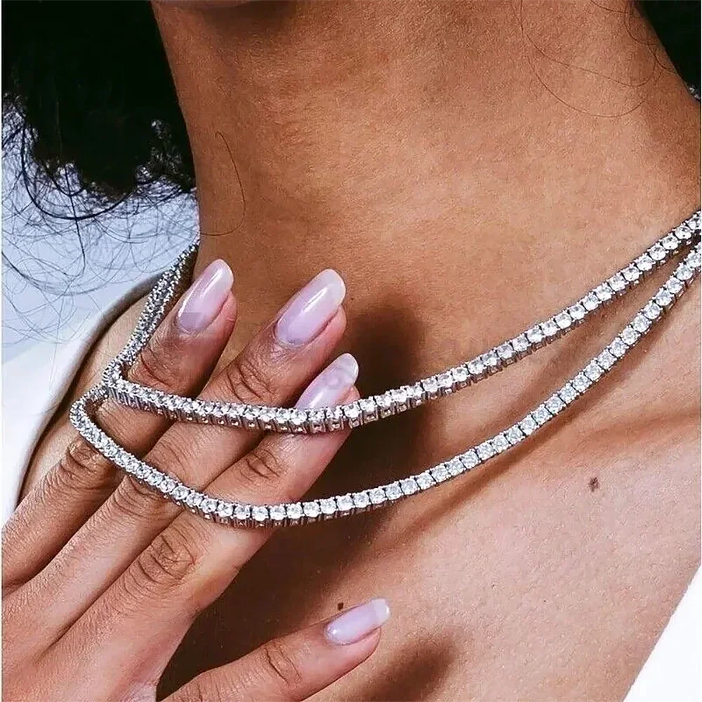 Certified Full Moissanite Tennis Necklaces Bracelets For Women Men 100% S925 Silver 3/4/5/6.5mm Lab Diamond Riviera Necklace