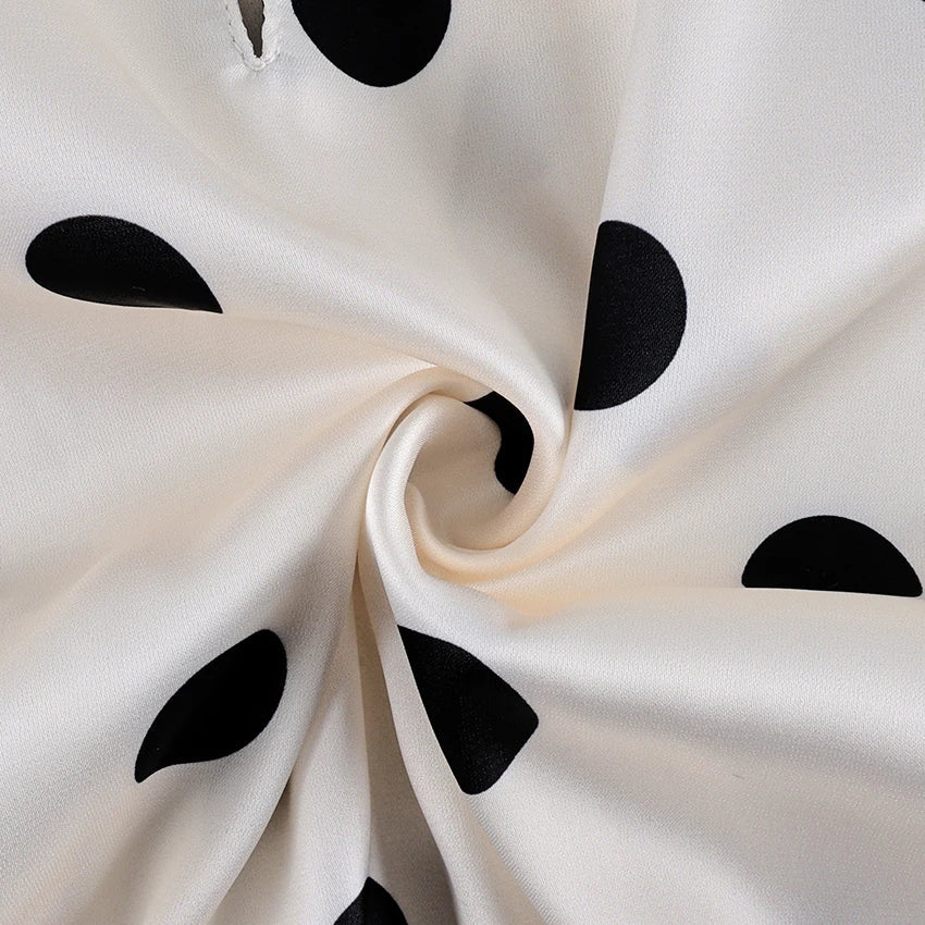 Vintage Polka Dot Puff Sleeve Woman Blouse 2026 Street Chic Ruched O Neck Shirts Female Summer Casual Ruffles Tops Women