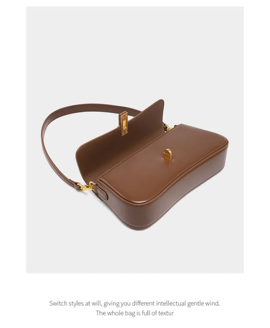 underarm cowhide Genuine leather handbags women vintage shoulder bag female crossbody bags luxury high quality 2025