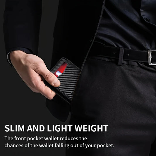 Portefeuille pliable mince pour hommes avec brosse antivol, fente pour carte frontale mince grande capacité, 9 fentes pour cartes, couple mutuel