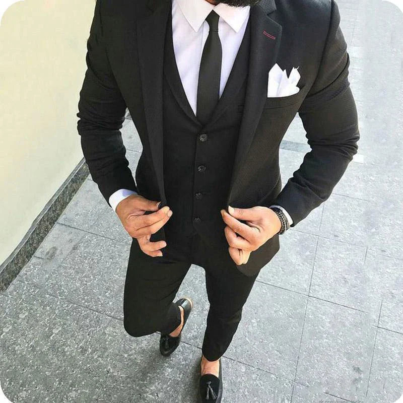 Black Men suits Wedding For Bridegroom Tuxedos Business Slim Fit Casual Groom Wear Prom Blazer Man Jacket Costume