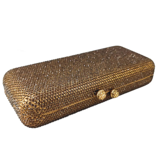 Women Brown Crystal Evening Bag Formal Party Dinner Rhinestone Handbags and Purses Bridal Diamond Clutch Purse