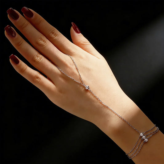 Bracelets de doigt en moissanite pour femmes certifiés GRA, 3 mm, couleur D, bracelet en moissanite, bijoux de main, chaîne fine en argent 925