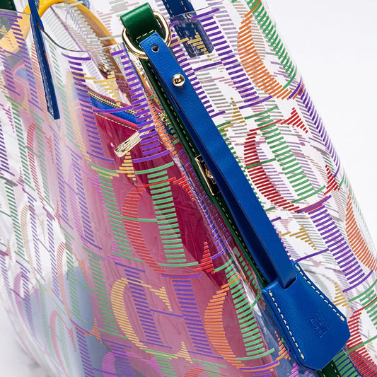 Women's High Capacity Tote Bag PVC Transparent Printed Letter Shopping Bag Crossbody Bag
