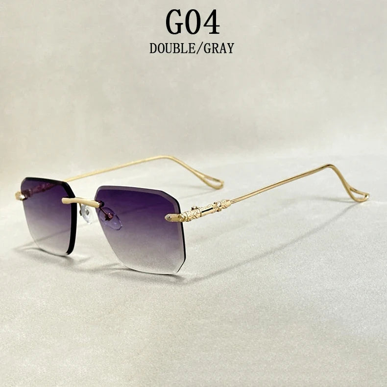 2024 Rimless Sunglasses Women Trendy New Square Fashion Glasses Vintage Luxe Lentes De Sol Mujer Lunette Soleil Femme Okulary