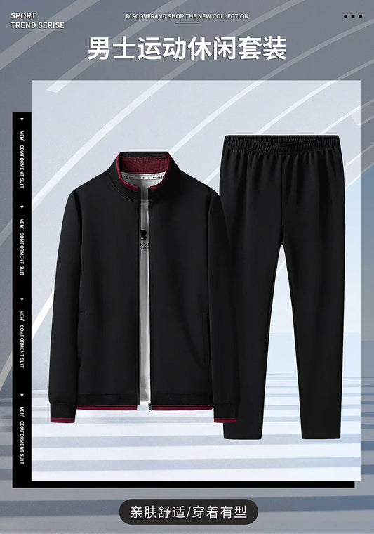 Men's Sports Suit Casual Outdoor Solid Color Versatile Stand Up Collar Top Jacket Gray Plus Size Middle-aged Men Clothing L-5XL
