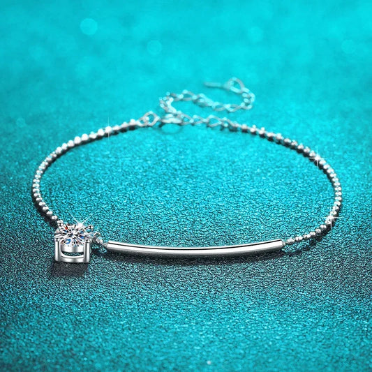 Bracelets Solitaires Moissanite 1 carat pour Femme, Couleur D, Simili Diamant, Bracelets Rigides en Argent Sterling S925, Bijoux, Cadeau de Mariage