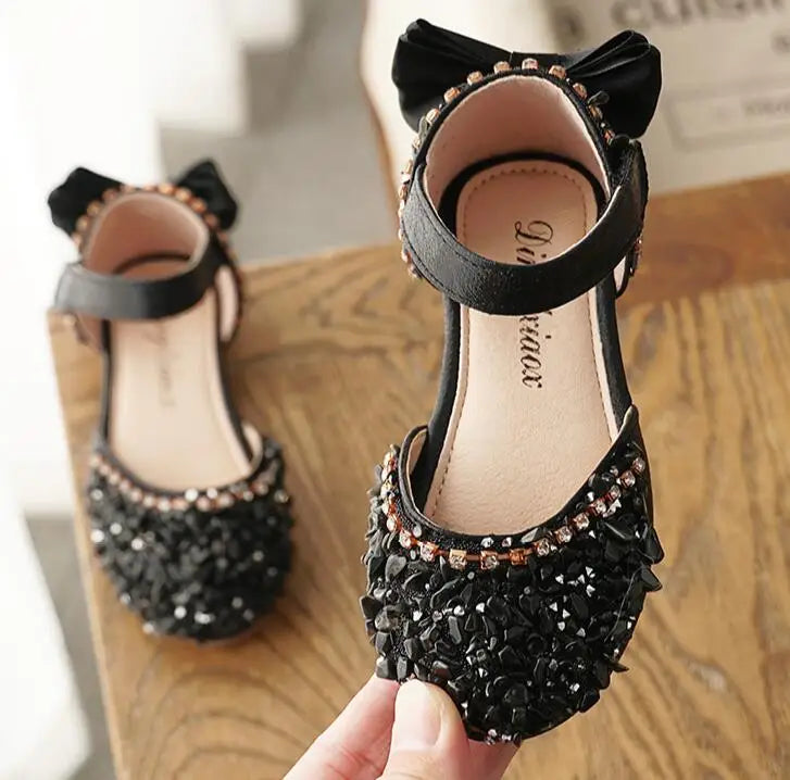 Summer Kids Shoes for Girl Sandals Fashion Sequins Cute Bow Little Girl Shoes Flat Heels Princess Shoes SM004