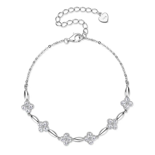 Bracelets Trèfle à Quatre Feuilles en Moissanite Certifiée pour Femmes, Chaînes de Bracelets en Argent Sterling S925, Cadeaux de Bijoux de Mariage