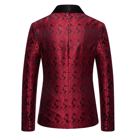2026 New Men's Red Cashew Flower Blazer, Wedding Party Dress Jacket, White Blue Black Brands Blazers Coat, S M L XL XXL