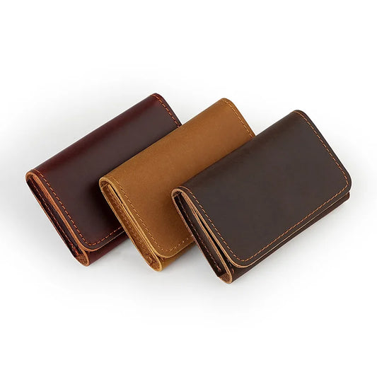Porte-cartes en cuir Crazy Horse, cuir de vachette pleine fleur, bouton-pression, porte-monnaie multifonctionnel en cuir véritable, étui pour cartes de crédit RFID