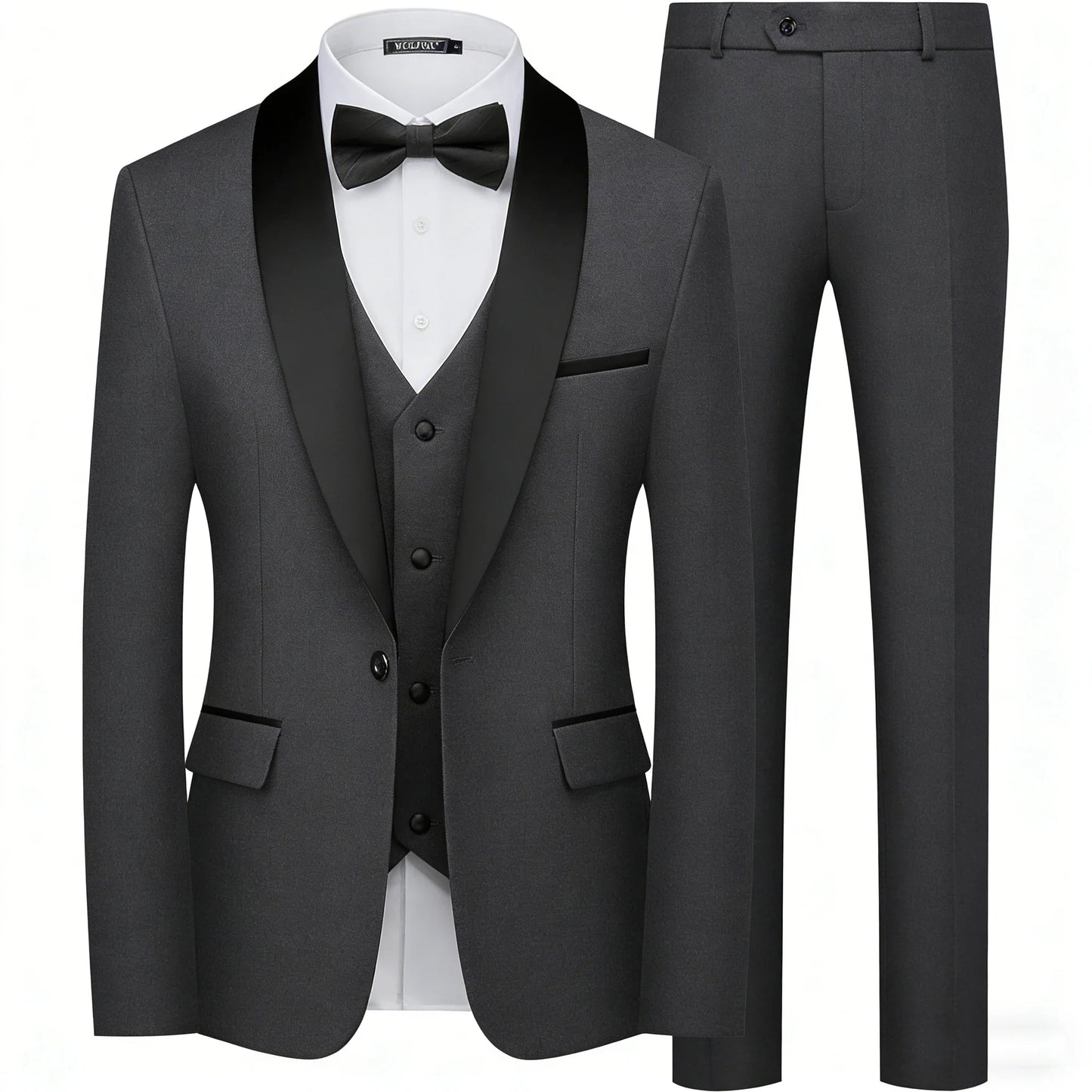 Men's 3 Pieces Shawl Collar Suits Blazer Vest Pants Slim Fit Tuxedo Suit Set One Button Formal Jacket for Wedding Prom Party