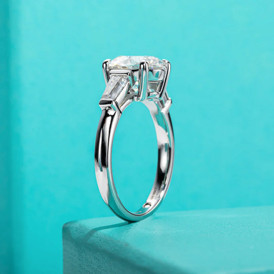 3ct Moissanite Engagement Ring D Color 925 Sterling Silver With Certificate 3-Stone Wedding Rings For Women