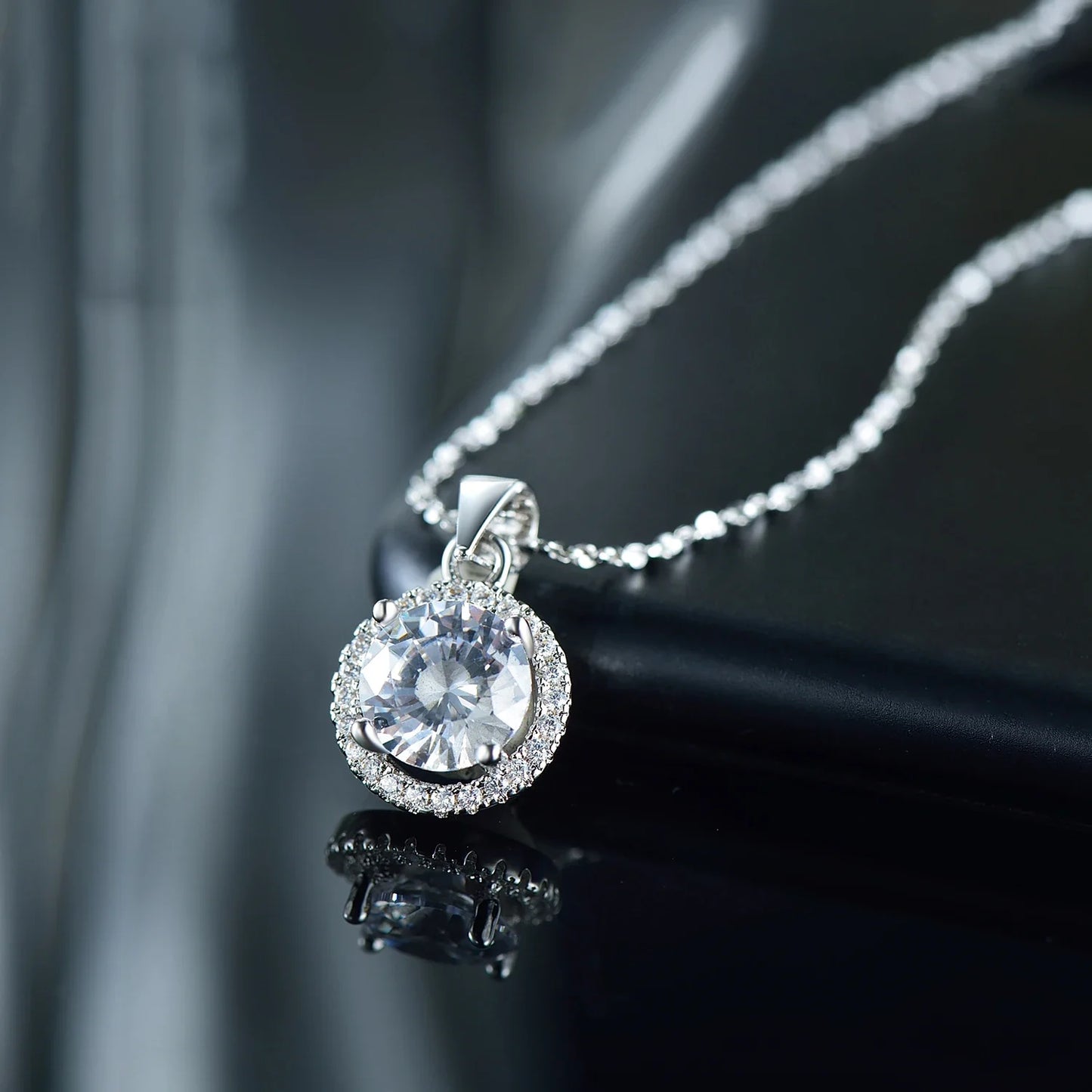 Genuine 925 Sterling Silver Luxury Chain Brand Necklace with 2.0Ct AAAAA Level Zircon Necklaces Gift Jewelry for women