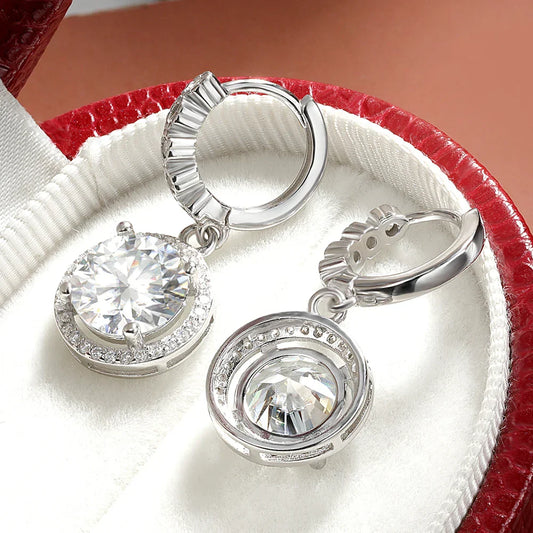 3Carat Moissanite Hoop Earrings With Certificates Round Sunflower D Color Diamond Drop Earring 925 Silver Earring 2024 Trend