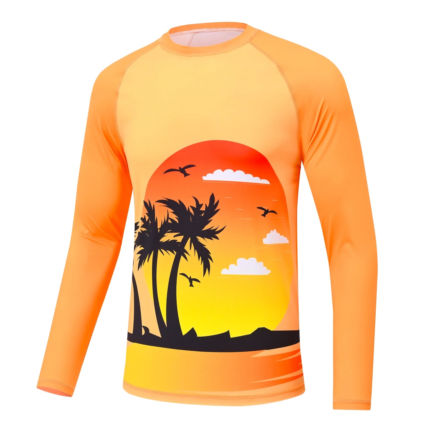 Men's Summer Fishing Shirt for Beach Vacation Swimming T-shirt, Quick-dry UPF 50+ Rash Guard Breathable Top for Board Sports