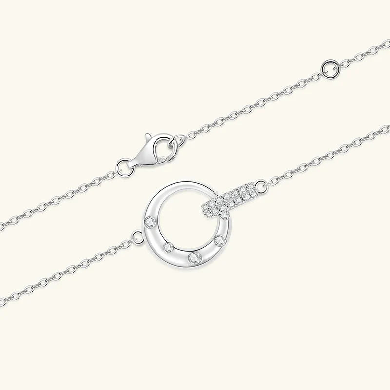 Certified Full Moissanite Necklace Exquisite 925 Sterling Silver Double Circle Pendant Necklaces For Engagement Jewelry