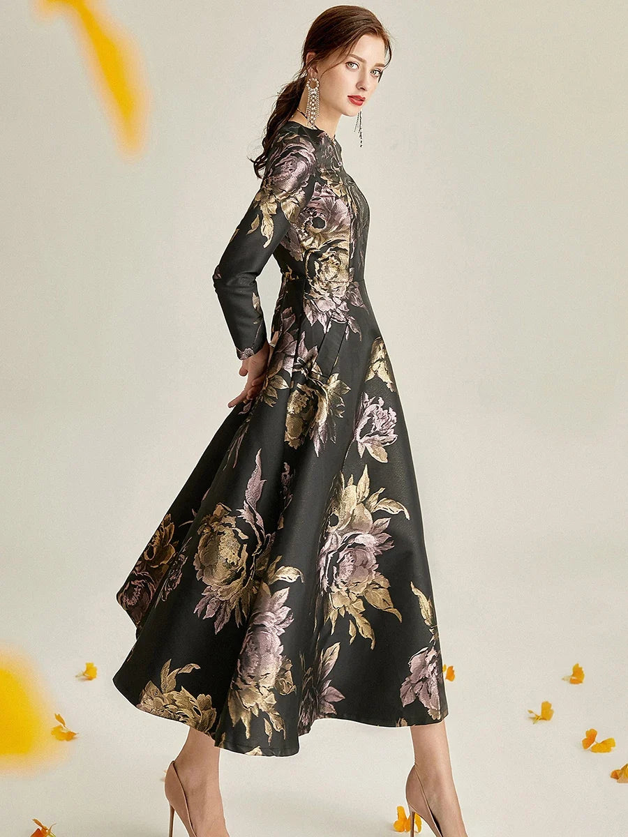Women's Casual Summer Jacquard Maxi Dress Boho Floral Party Evening Elegant Long A-Line Dress
