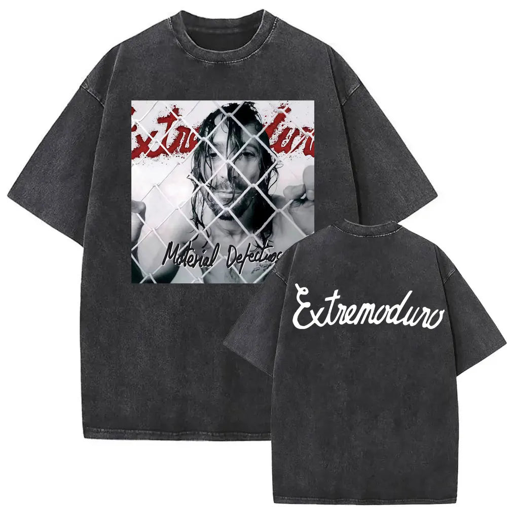 Rock Band EXTREMODURO Tour 2025 Vintage Washed T-shirt Men Women Fashion Hip Hop Street T Shirts Summer Loose Oversized T Shirt