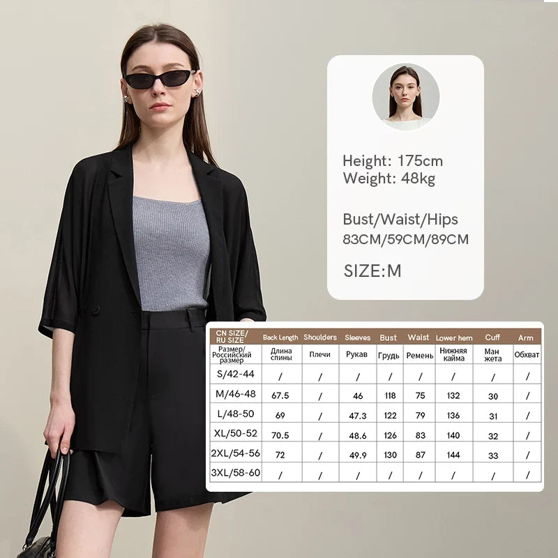 Women's Blazer 2026 Summer New Notch Lapel Dolman Sleeve Jacket Loose Lightweight Office Chiffon Coat For Women 12642007