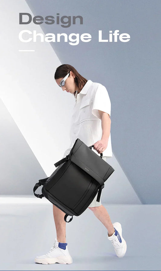 Men Fashion Backpack 15.6 inch Multifunctional Waterproof Backpack Daily Travel Bag Casual School Rucksack with Buckle