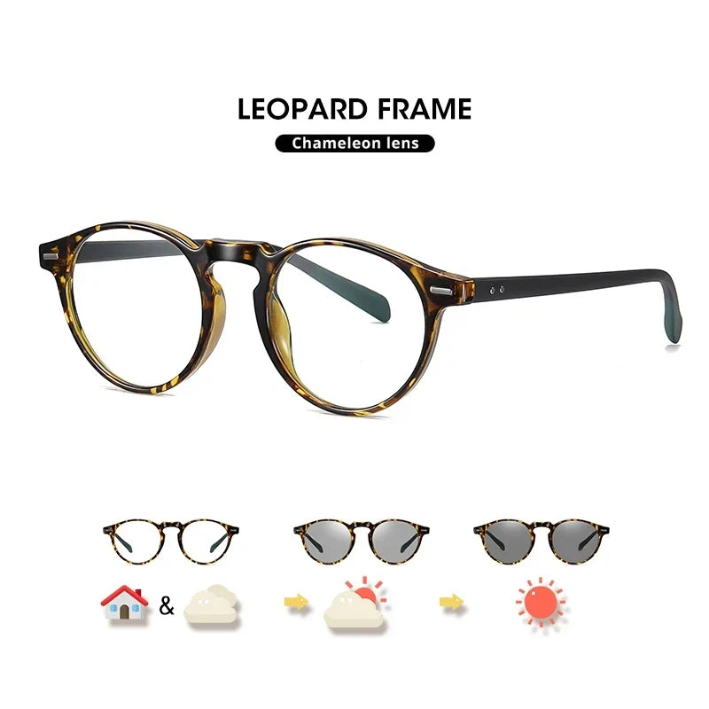 Anti Blue Light Glasses Photochromic Men Gaming Round Blocking Blue Ray Classic TR90 Women Protection Eyeglasses Computer