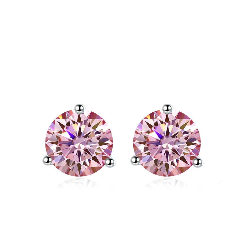 0.5ct 1ct 2ct Champange Blue Rainbow Moissanite Earrings for Women 925 Sterling Silver Lab Diamond Women's Earring Studs